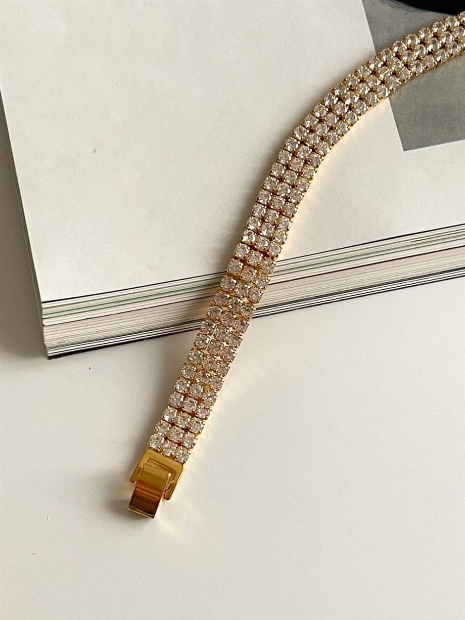Özel Kaplama Zirkon Taşlı Bileklik (19 Cm)