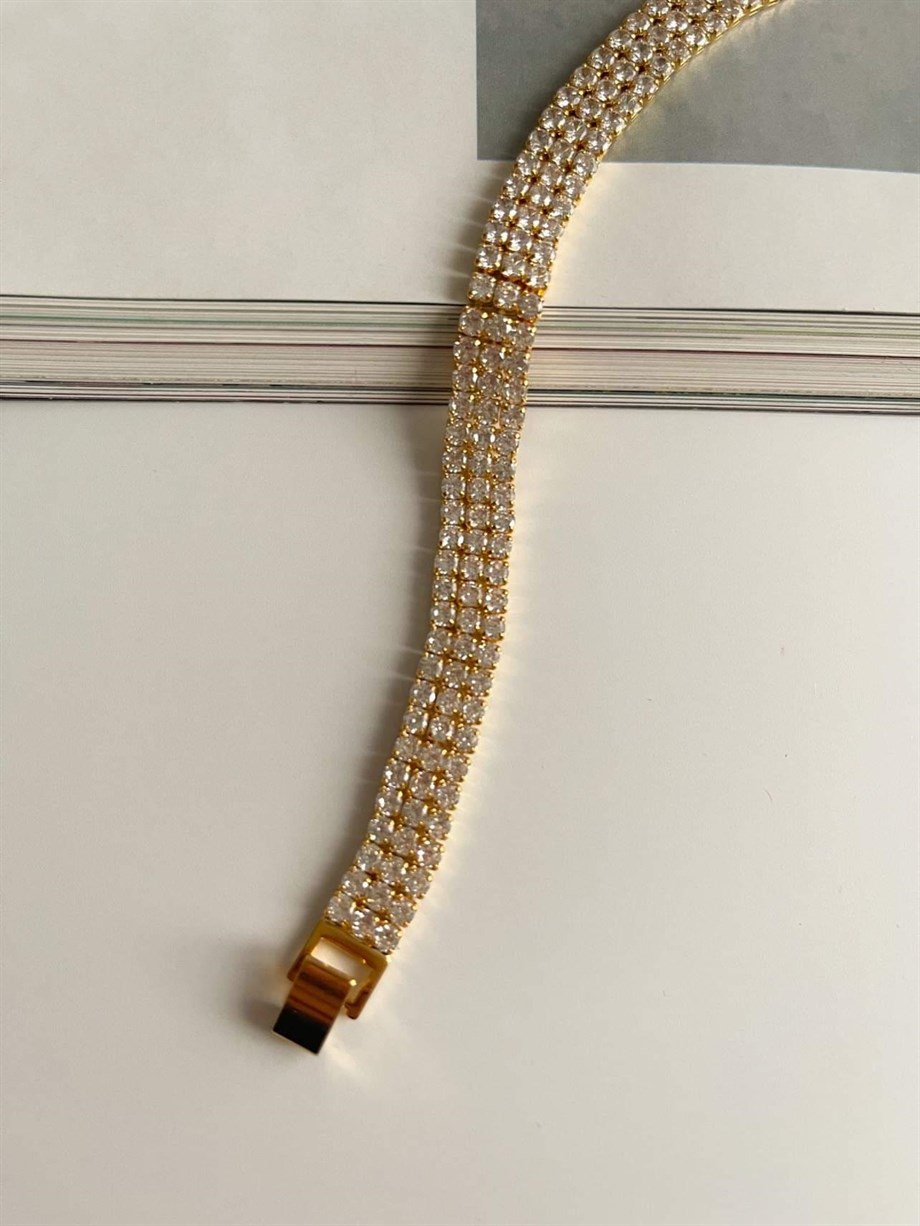 Özel Kaplama Zirkon Taşlı Bileklik (19 Cm)