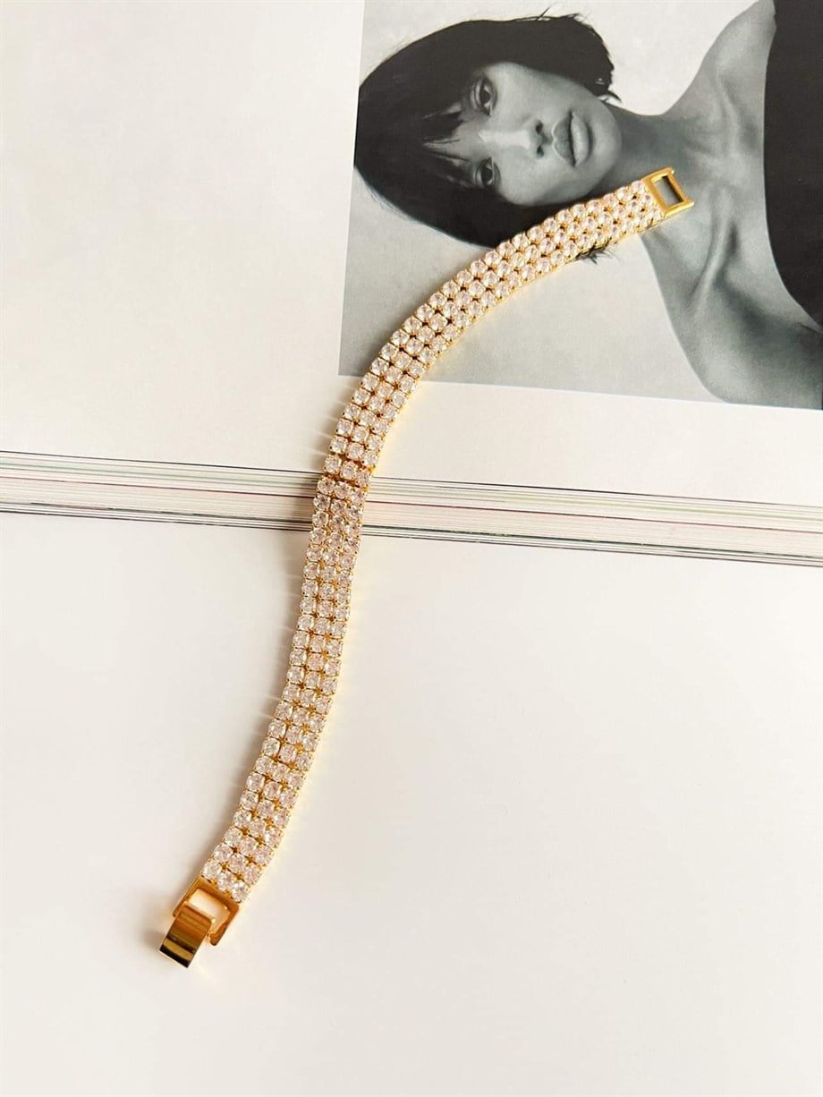 Özel Kaplama Zirkon Taşlı Bileklik (19 Cm)