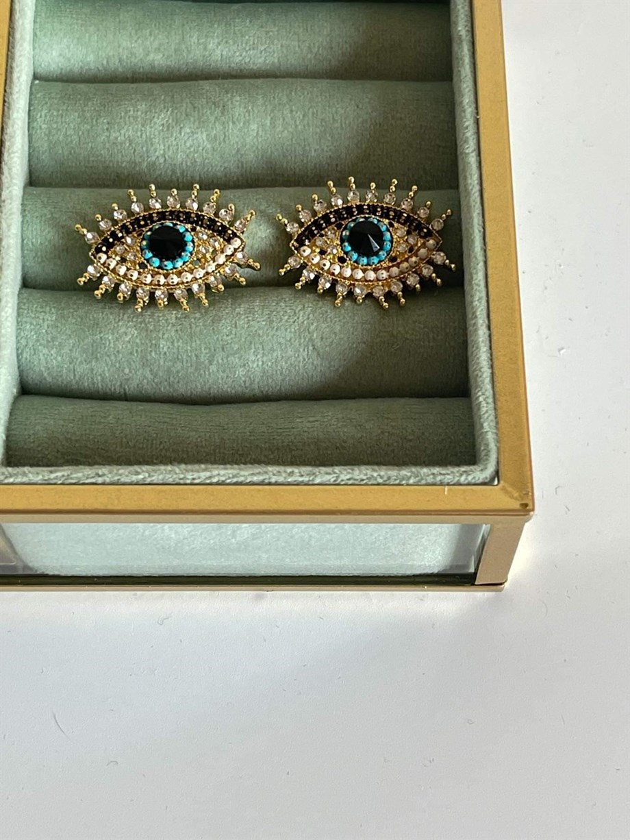 Özel Kaplama Zirkon Taşlı Göz Küpe (2 Cm)