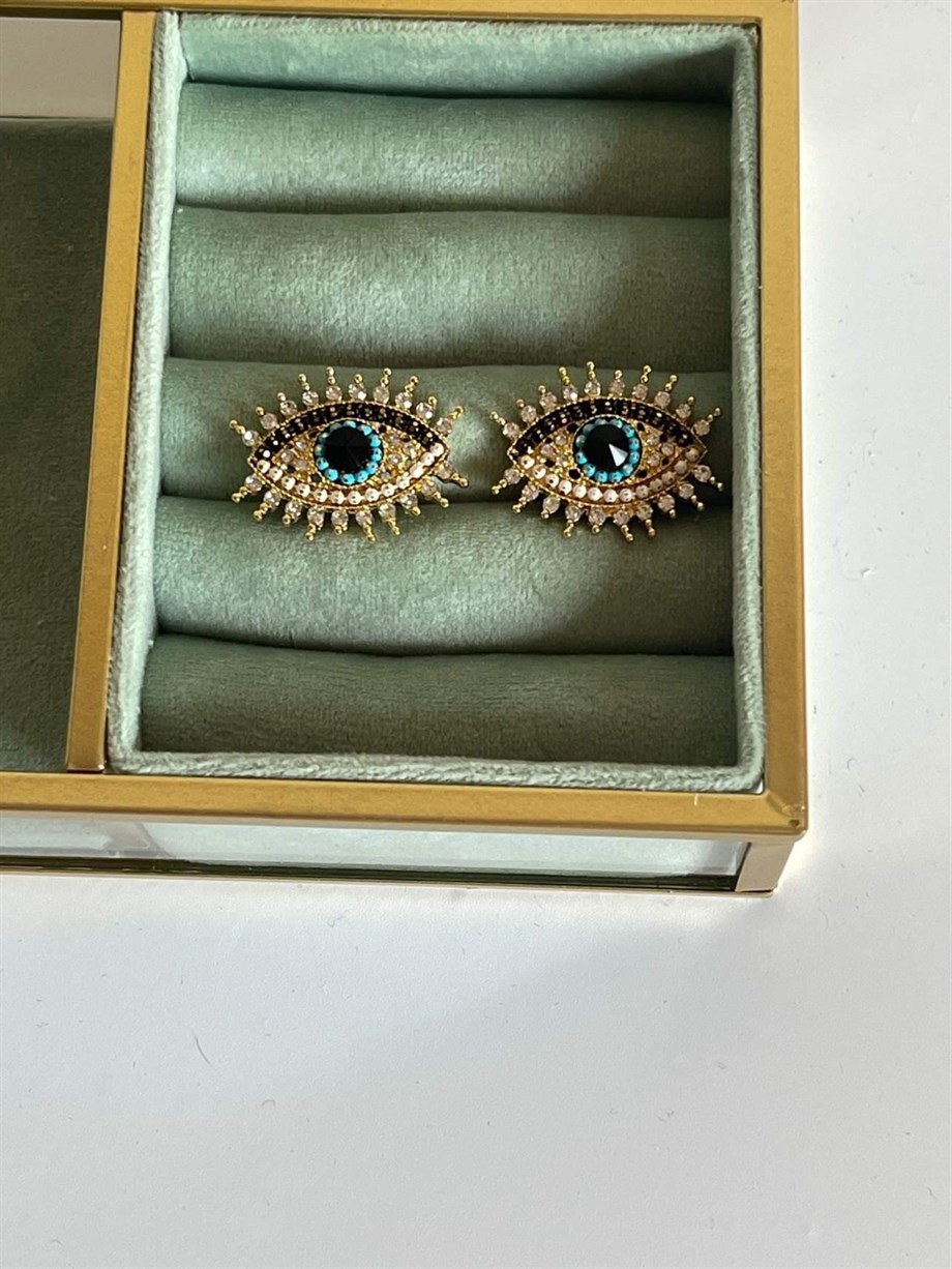 Özel Kaplama Zirkon Taşlı Göz Küpe (2 Cm)