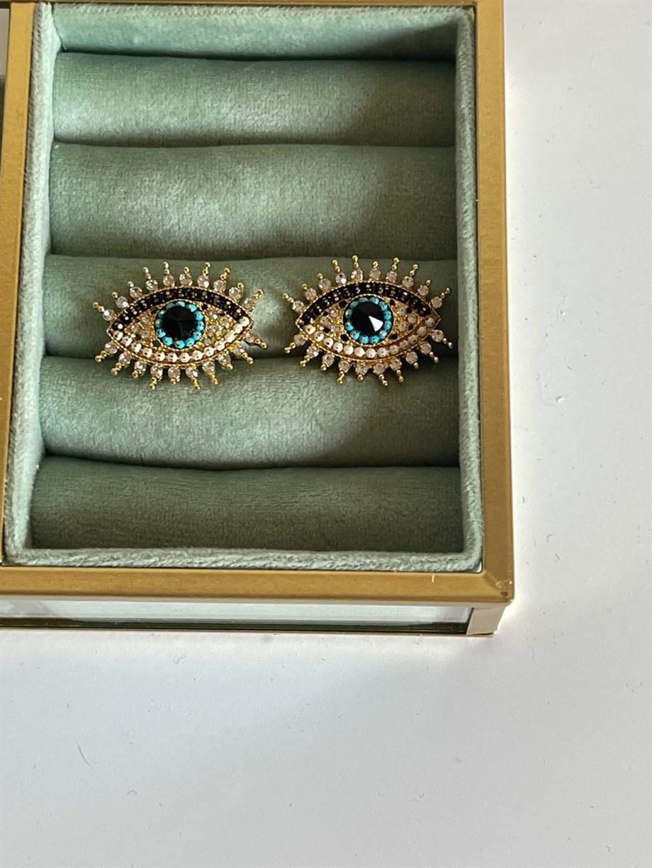 Özel Kaplama Zirkon Taşlı Göz Küpe (2 Cm)