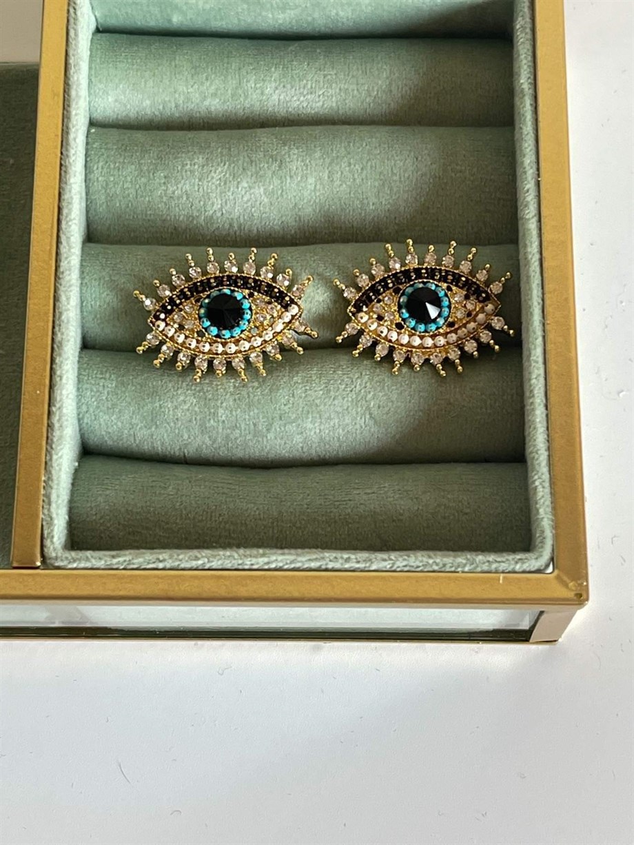 Özel Kaplama Zirkon Taşlı Göz Küpe (2 Cm)