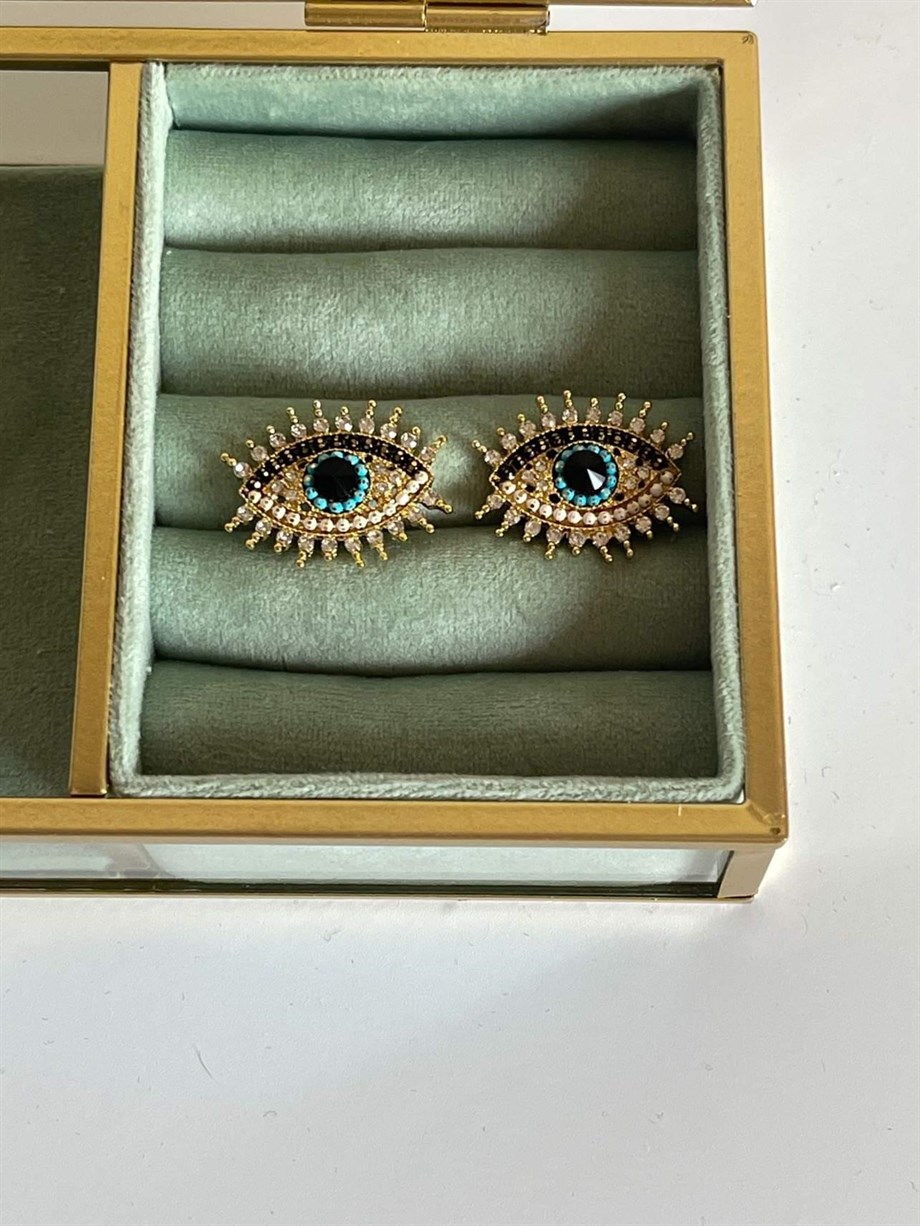 Özel Kaplama Zirkon Taşlı Göz Küpe (2 Cm)