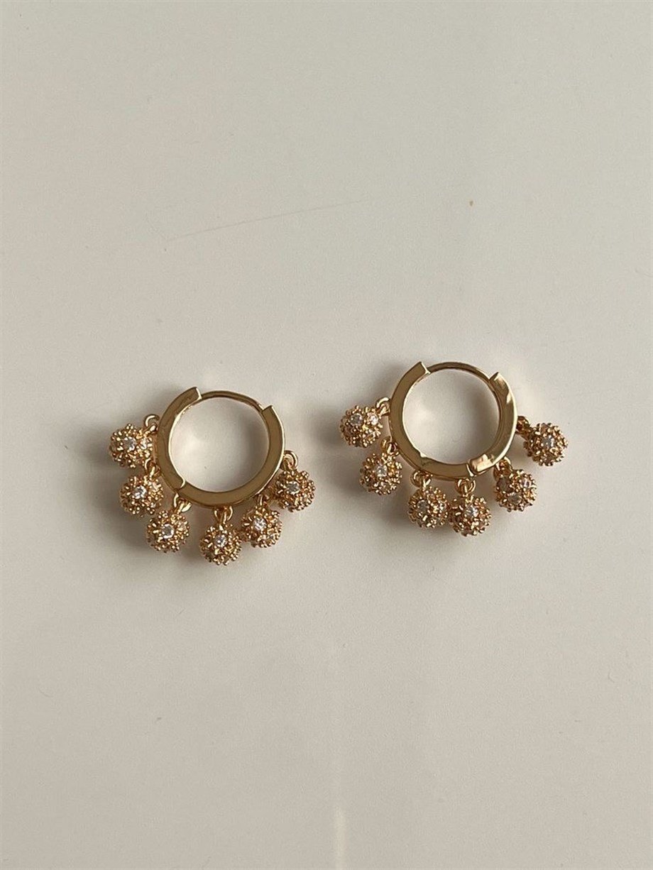 Özel Kaplama Zirkon Topçuklu Küpe (2 Cm)