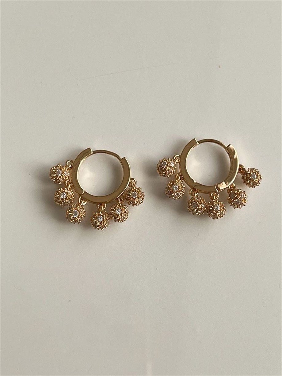 Özel Kaplama Zirkon Topçuklu Küpe (2 Cm)