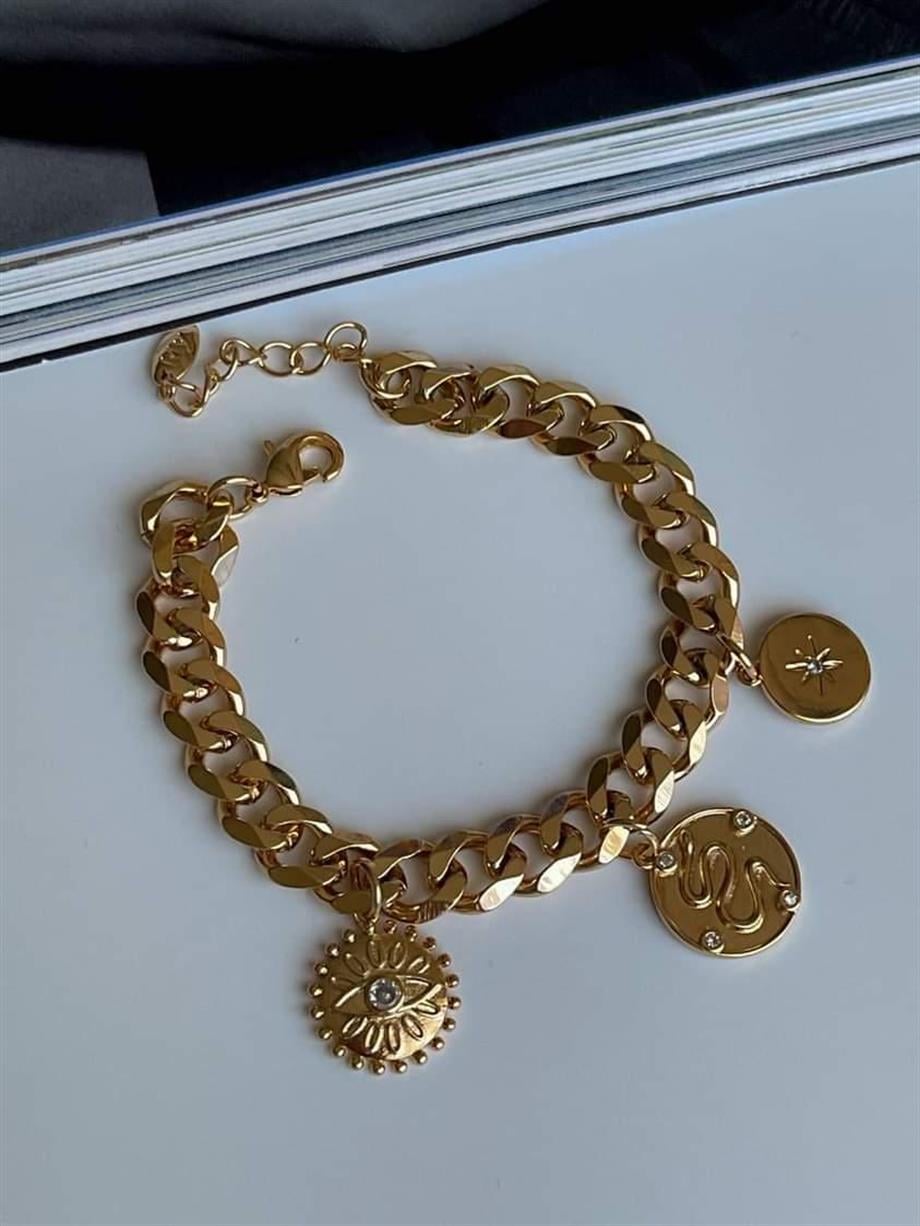 Özel Mikro Altın Kaplama Göz Detaylı Bileklik (20 Cm)