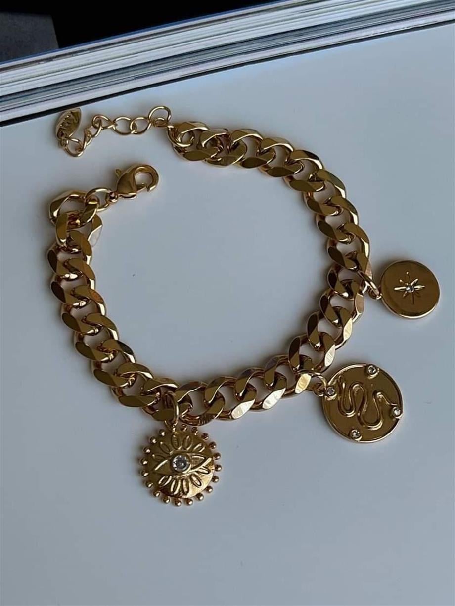 Özel Mikro Altın Kaplama Göz Detaylı Bileklik (20 Cm)