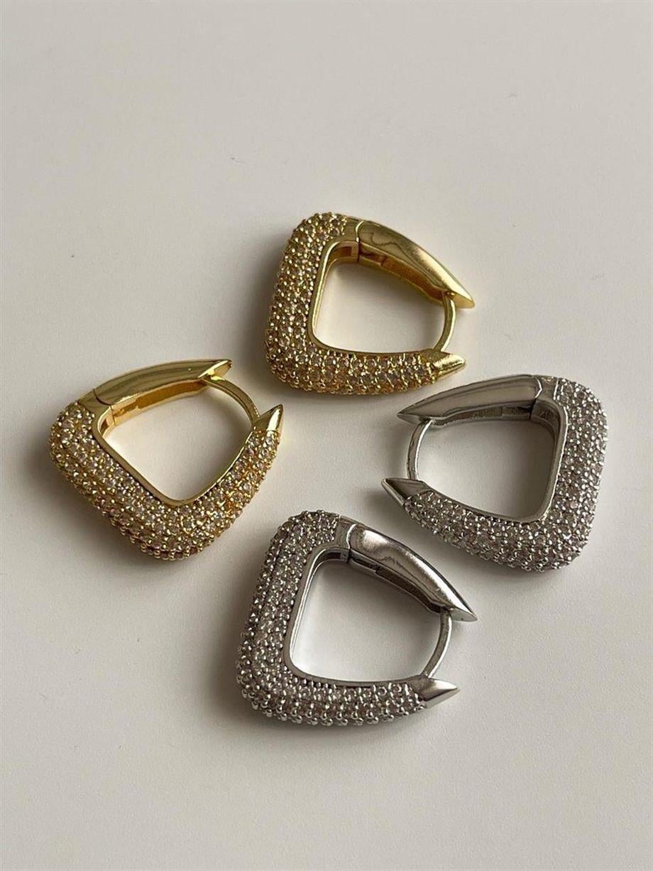 Özel Seri Gold Zirkon Taşlı Küpe (2 Cm)