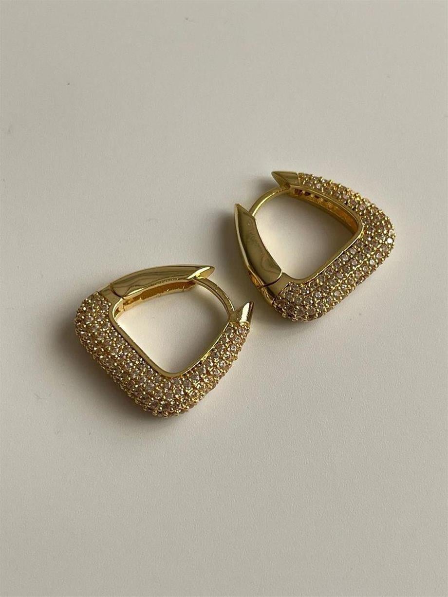 Özel Seri Gold Zirkon Taşlı Küpe (2 Cm)