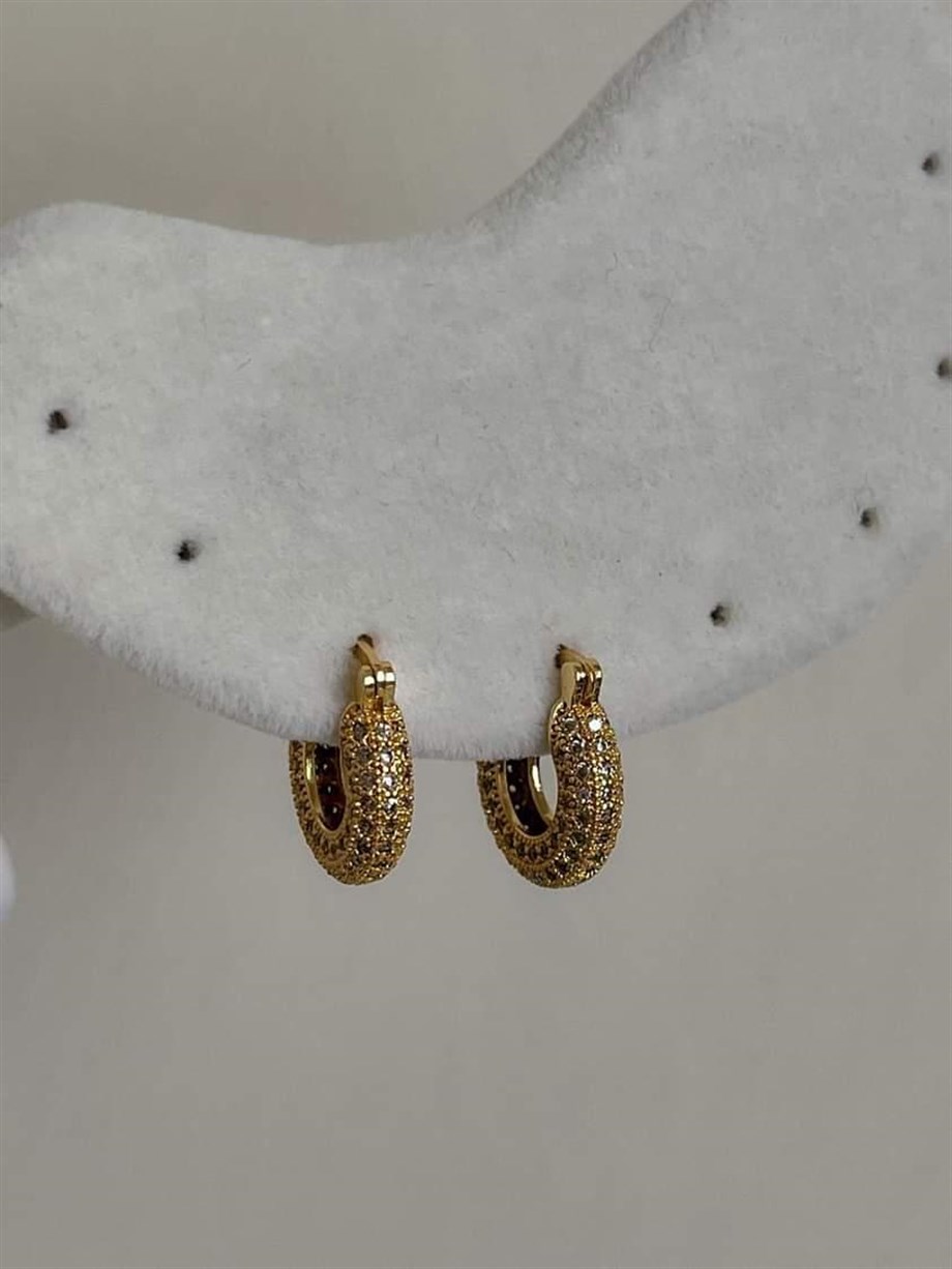 Özel Seri Vip Gold Full Zirkon Taşlı Halka Küpe (1.70 Cm)