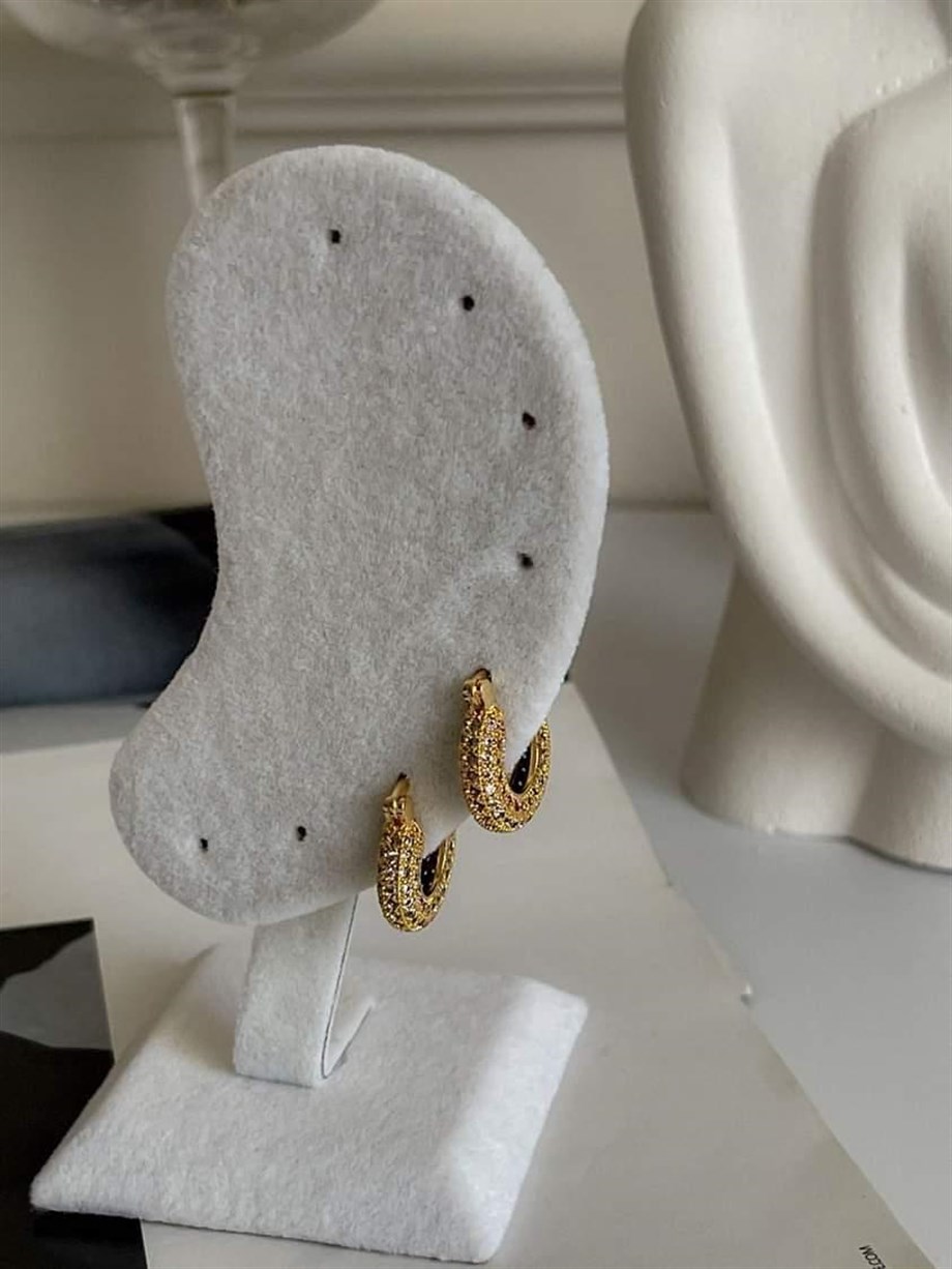 Özel Seri Vip Gold Full Zirkon Taşlı Halka Küpe (1.70 Cm)