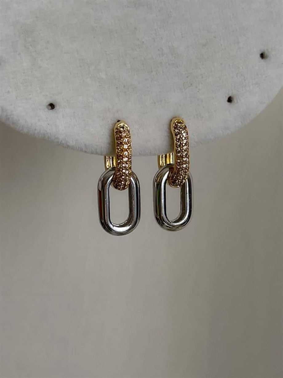 Özel Seri Vip Gold Gümüş Kombinli Küpe (2.5 Cm)