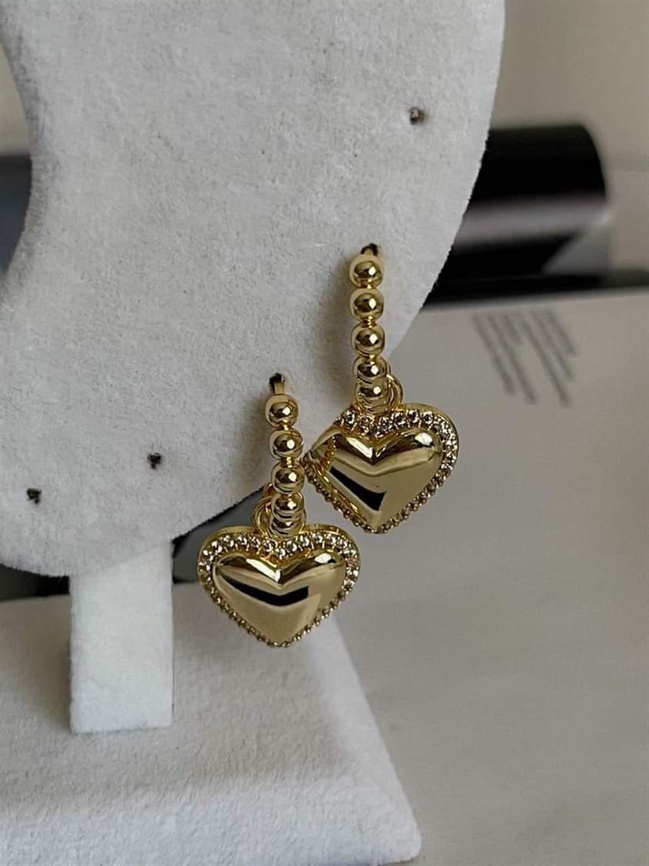 Özel Seri Vip Gold Kalp Küpe (3.20 Cm)
