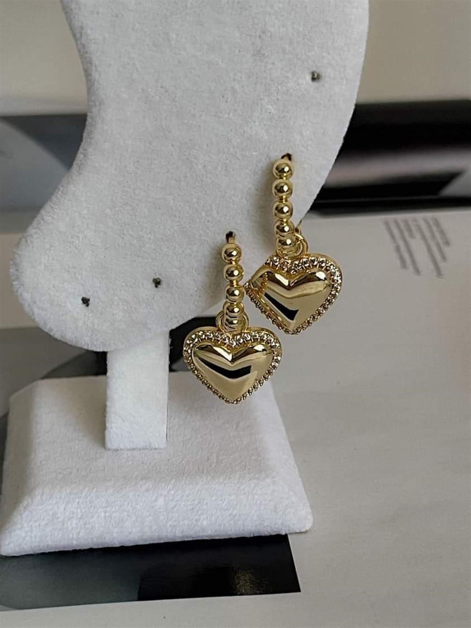 Özel Seri Vip Gold Kalp Küpe (3.20 Cm)