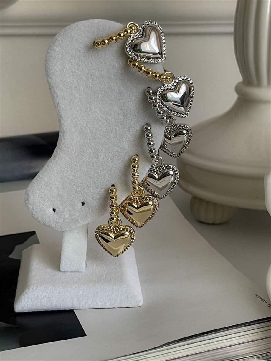Özel Seri Vip Gold Kalp Küpe (3.20 Cm)