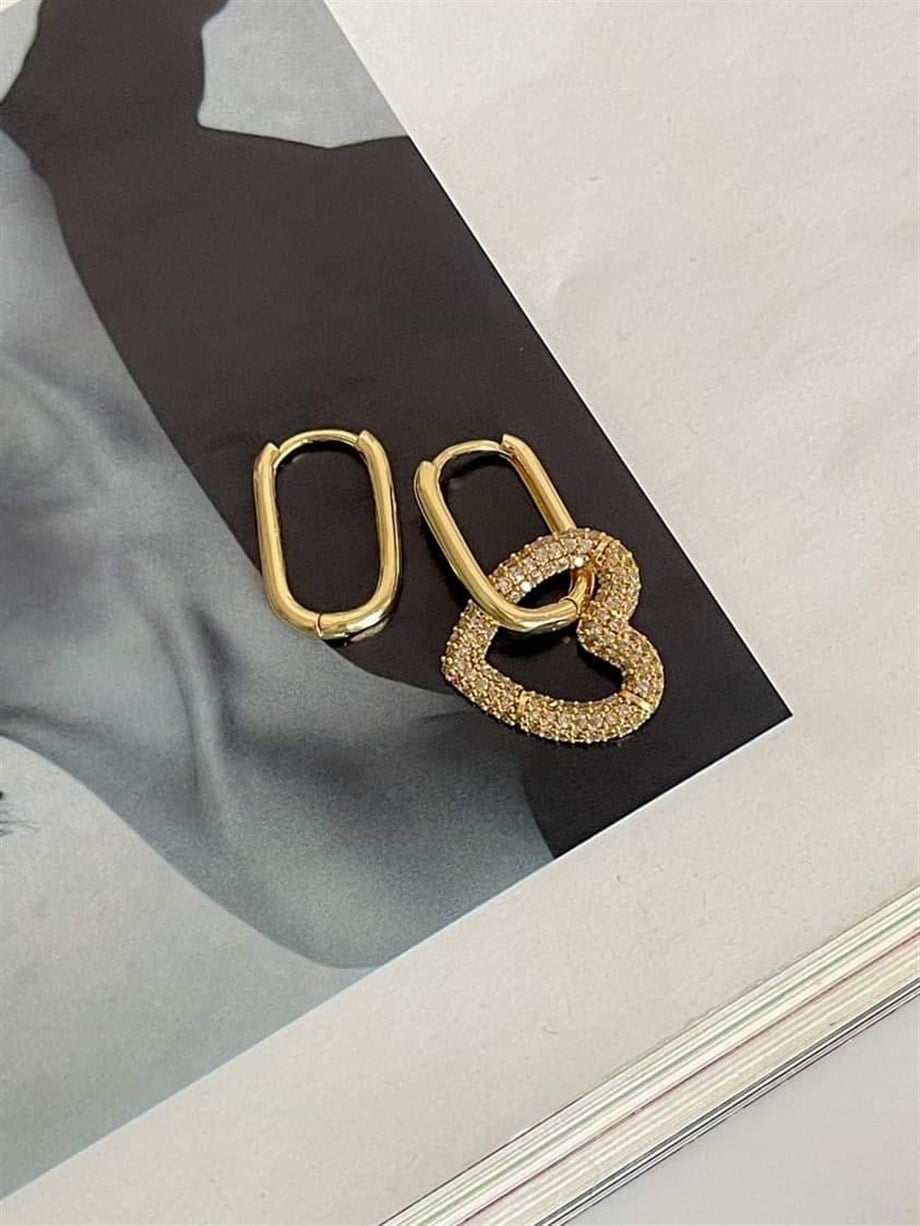 Özel Seri Vip Gold Kalpli Küpe (3.20 Cm)