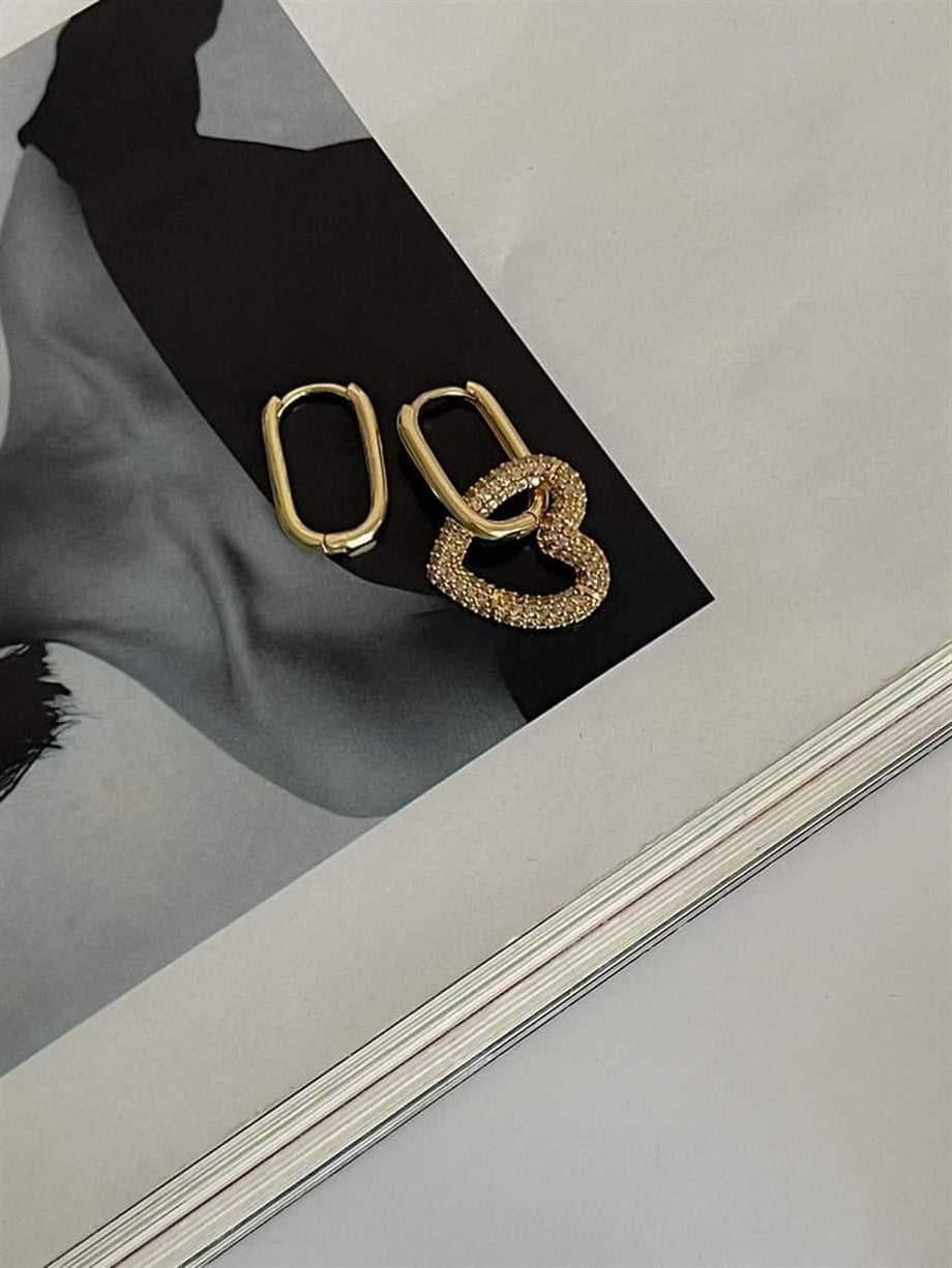 Özel Seri Vip Gold Kalpli Küpe (3.20 Cm)