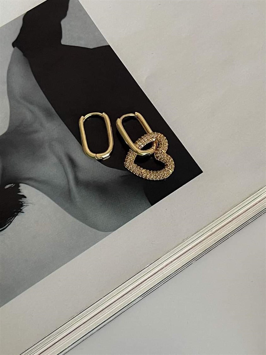 Özel Seri Vip Gold Kalpli Küpe (3.20 Cm)