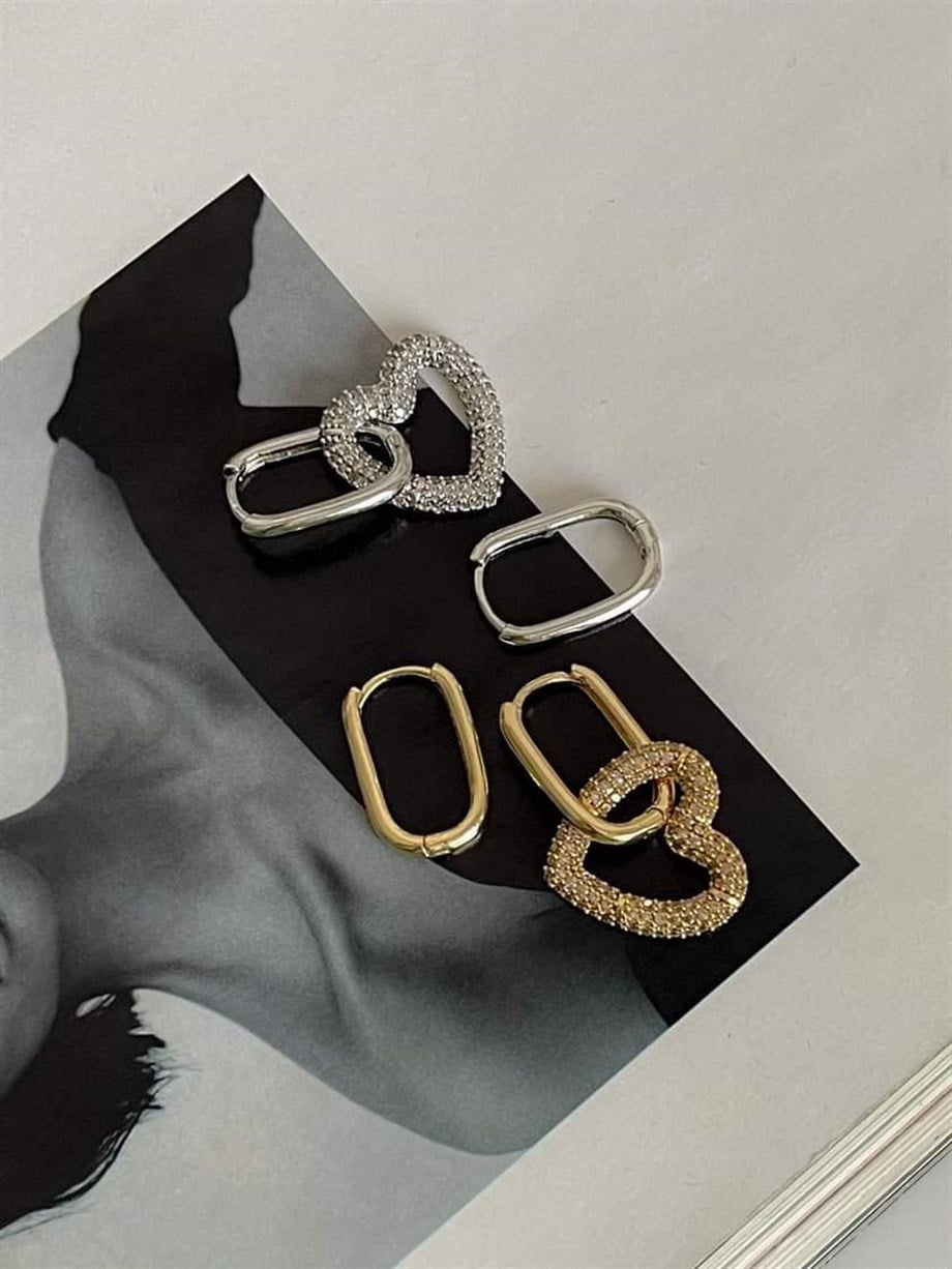 Özel Seri Vip Gold Kalpli Küpe (3.20 Cm)