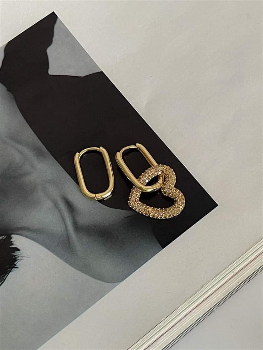 Özel Seri Vip Gold Kalpli Küpe (3.20 Cm)