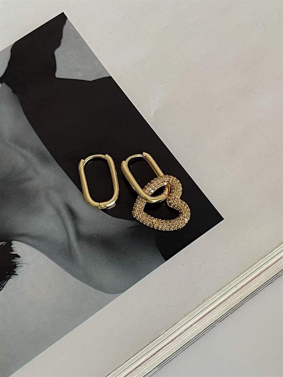 Özel Seri Vip Gold Kalpli Küpe (3.20 Cm)