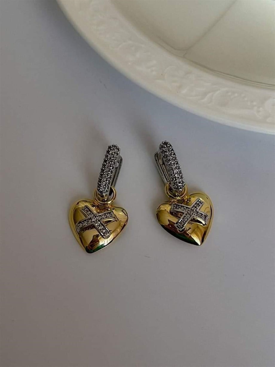 Özel Seri Vip Kalpli Küpe (3 Cm)