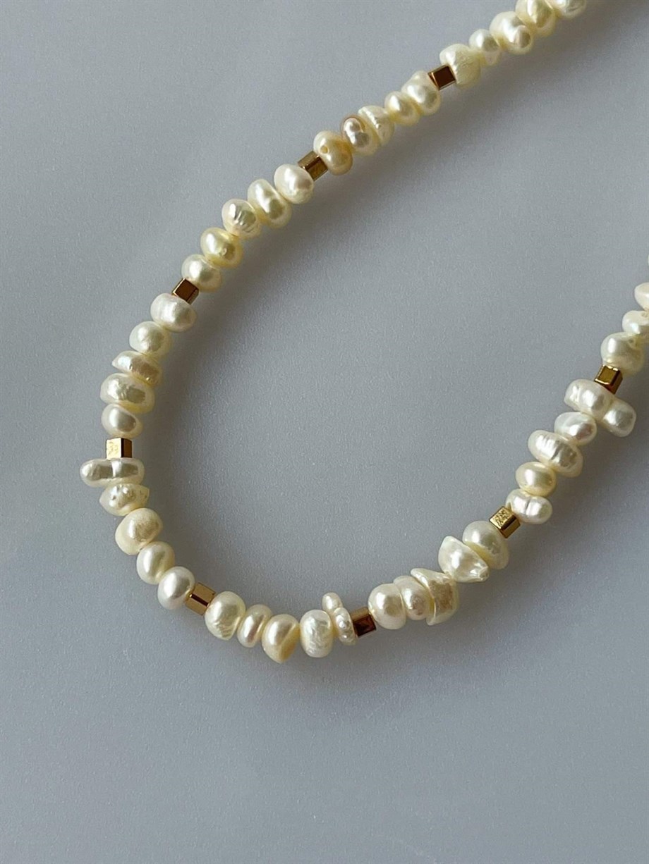 Taşlı Su İncili Kolye (45 Cm)