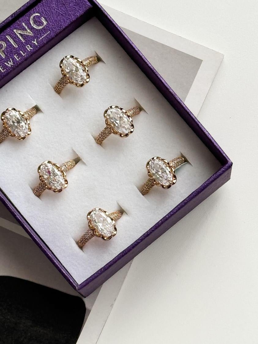 Xuping Gold Baget Taşlı Numaralı Vintage Yüzük (17 Numara)
