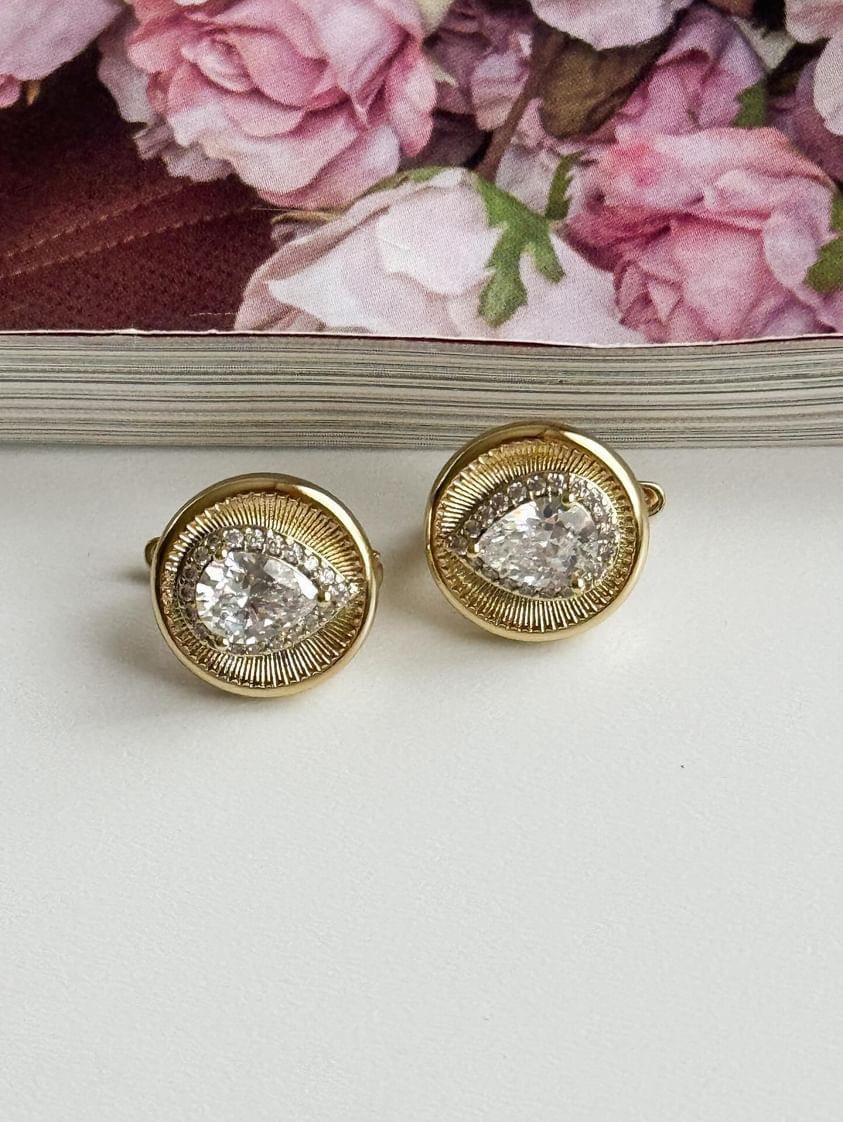Xuping Gold Beyaz Damla Taşlı Küpe (1.30 Cm)