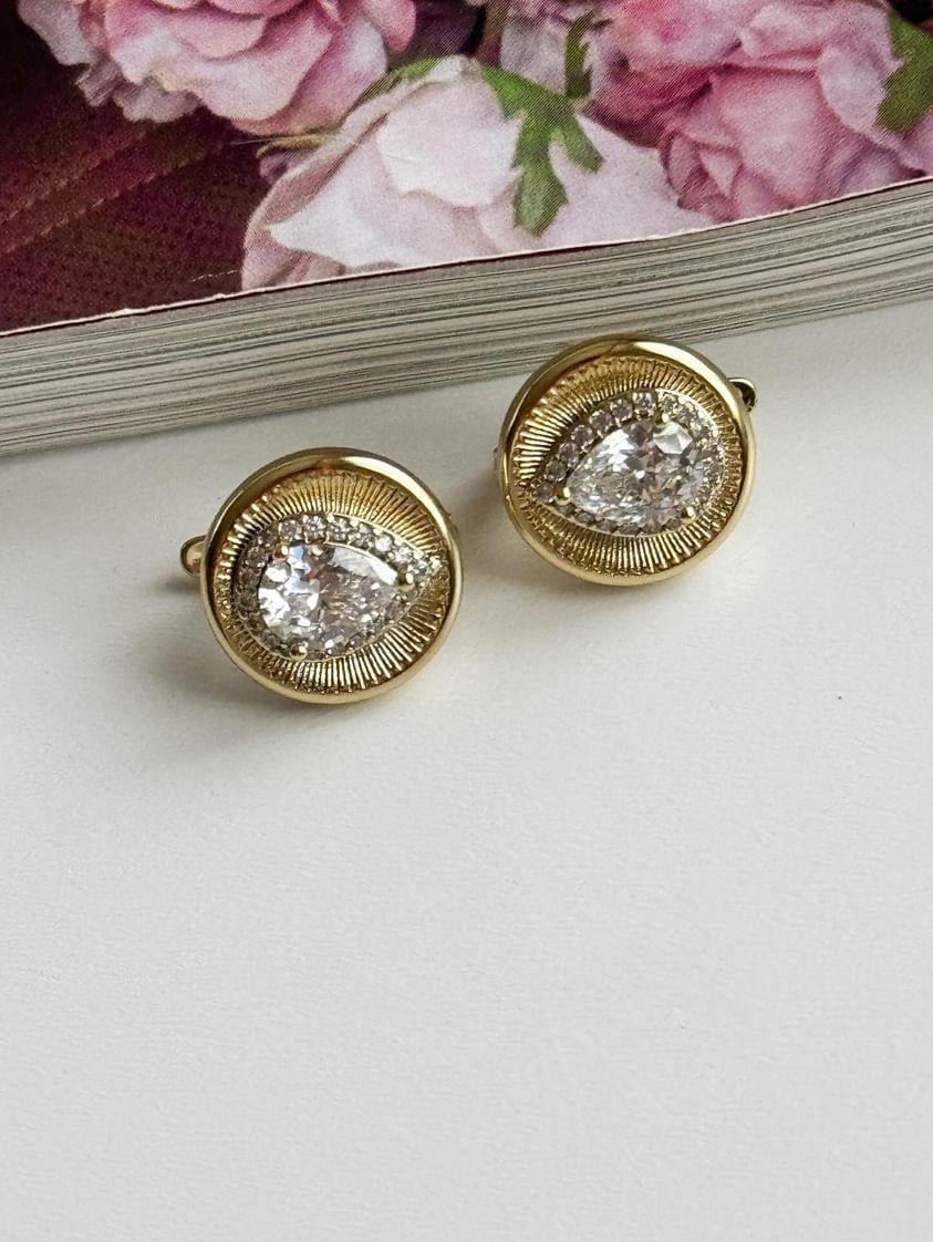Xuping Gold Beyaz Damla Taşlı Küpe (1.30 Cm)