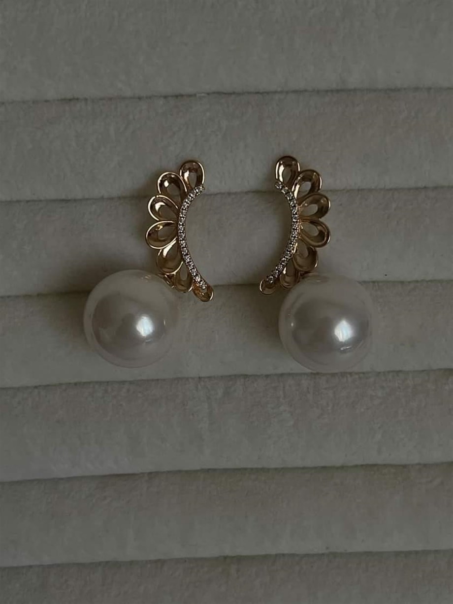 Xuping İncili Zirkon Taşlı Küpe (3.5 Cm)