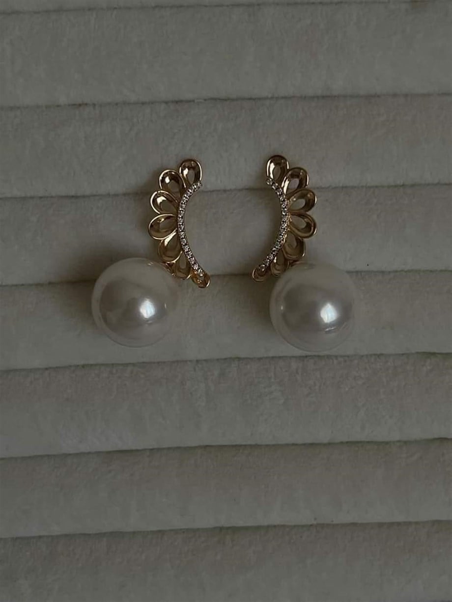 Xuping İncili Zirkon Taşlı Küpe (3.5 Cm)