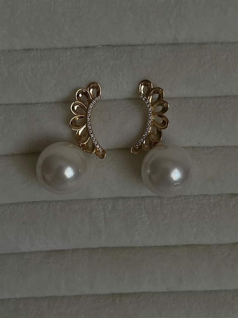 Xuping İncili Zirkon Taşlı Küpe (3.5 Cm)