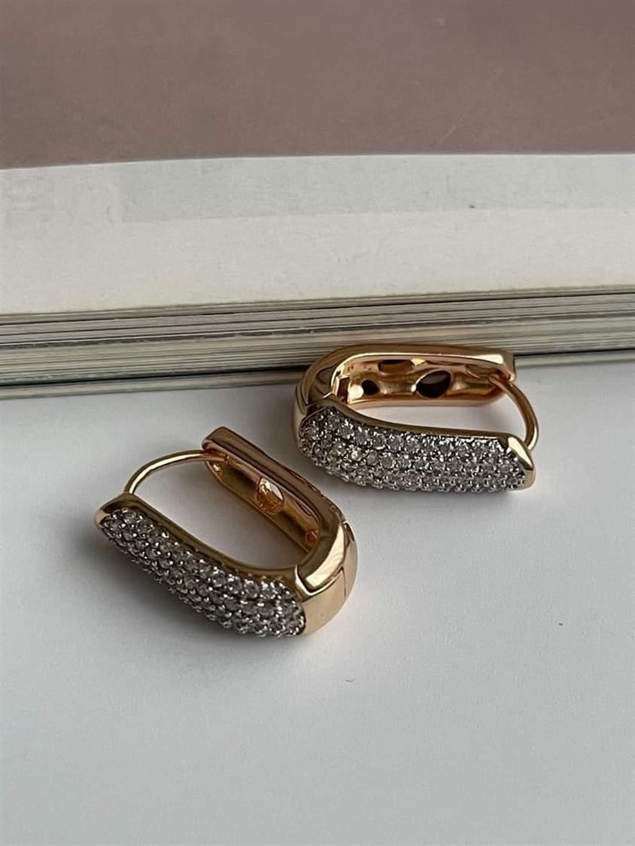 Xuping Özel Kaplama Zirkon Taşlı Küpe (2 Cm)