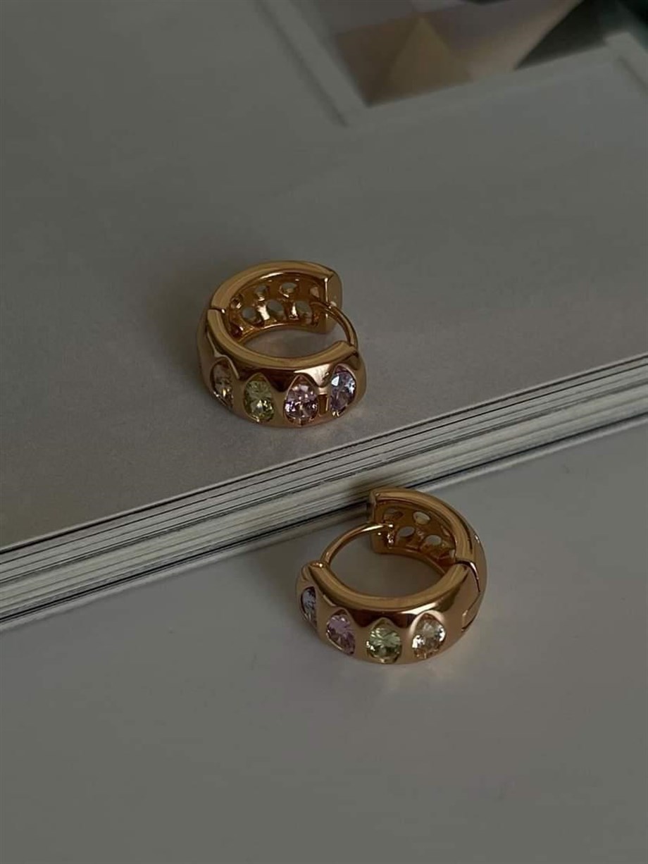 Xuping Renkli Taşlı Halka Küpe (1.20 Cm)