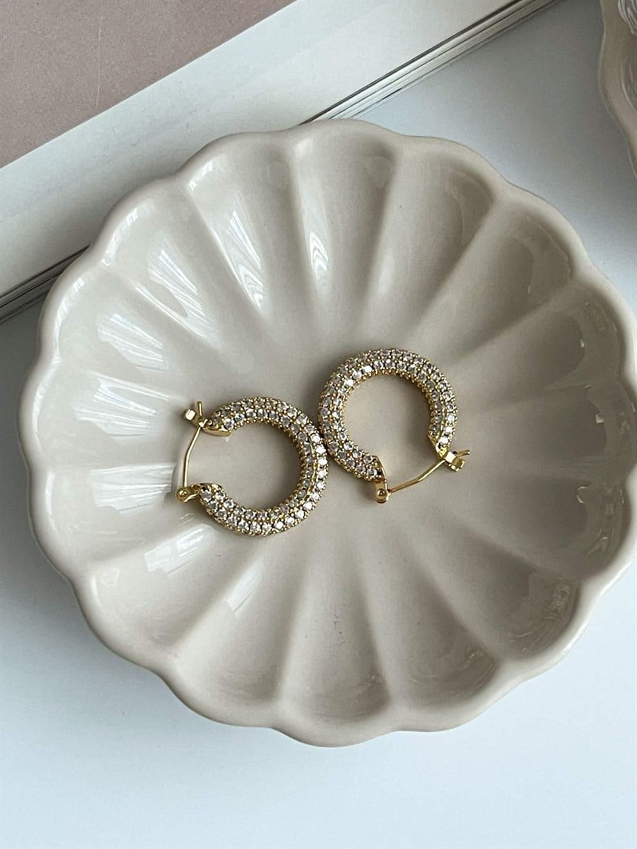 Zirkon Taşlı Vip Halka Küpe (2.20 Cm)