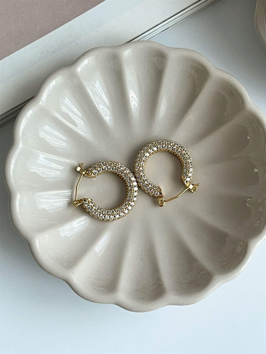 Zirkon Taşlı Vip Halka Küpe (2.20 Cm)