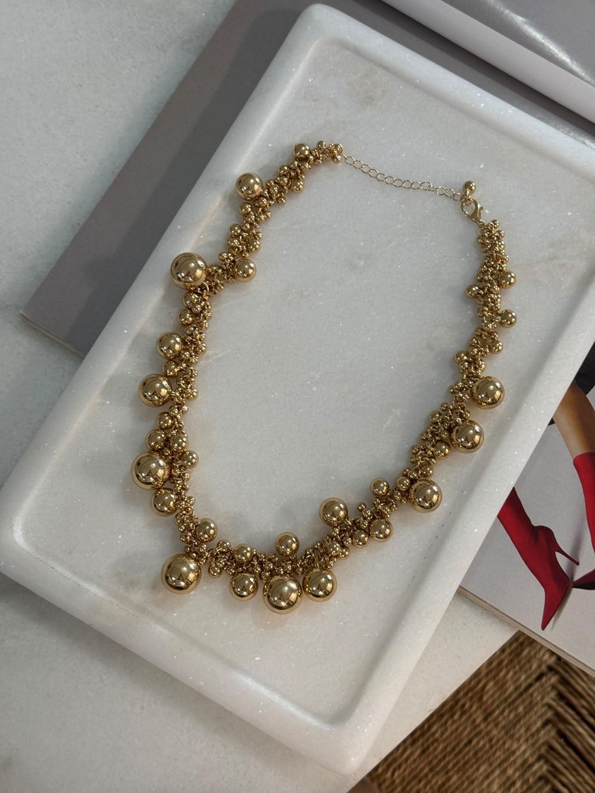 Zr Model Gold Topçuklu Kolye (50 Cm)