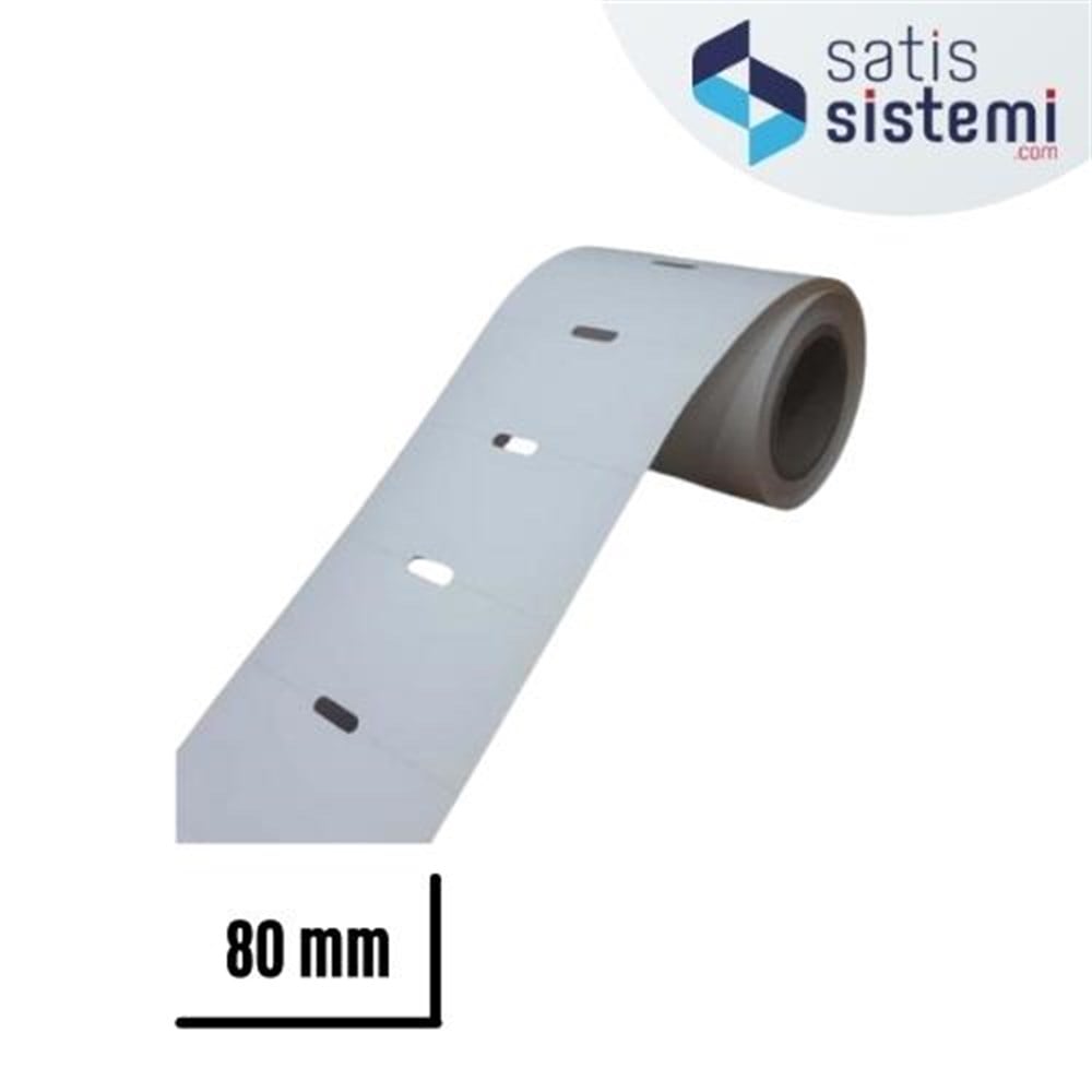 80x38 Termal Raf Etiketi (Orta Gözlü)80x38mm Termal Karton Raf Etiketi