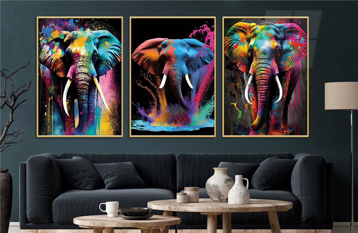 Alüminyum Çerçeveli Sanat Temalı 3'lü Set MDF Tablo 0077