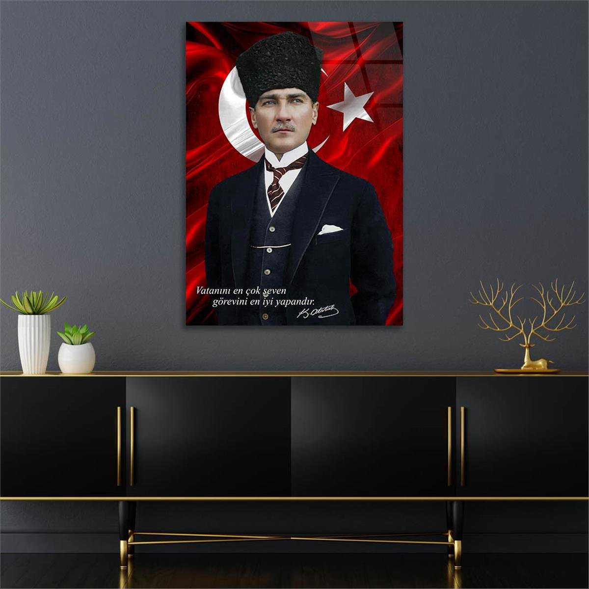 Dikey VatanTemalı Cam Tablo 288