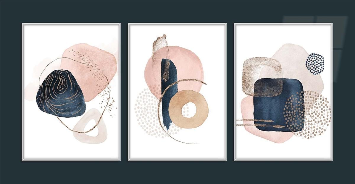 Alüminyum Çerçeveli Sanat Temalı 3'lü Set CAM Tablo 0082