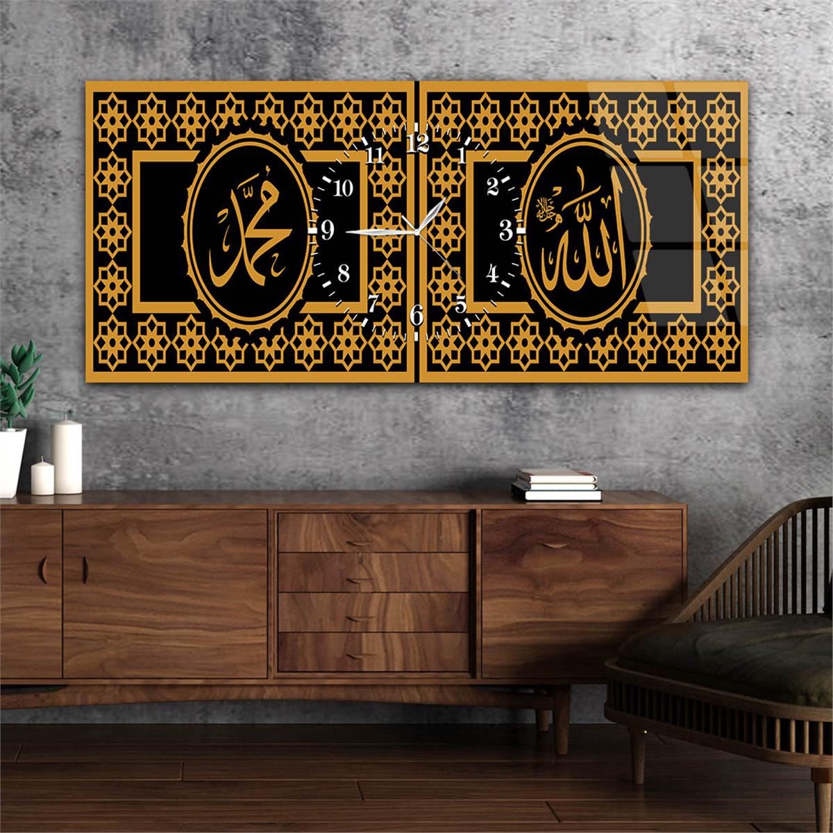 Horizontaal, in Het Midden Voorzien Van Een Klok, Religieus Thema Gehard Glasschilderij 046