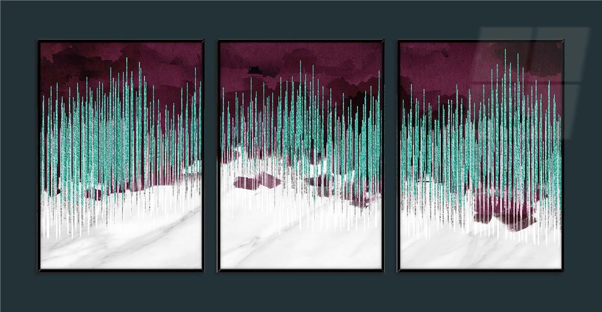 Alüminyum Çerçeveli Sanat Temalı 3'lü Set CAM Tablo 0043