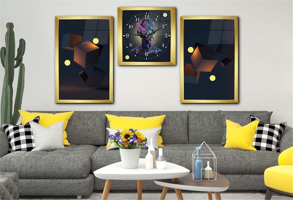 Gehard Glasschilderij Set aan de Kunst Thema Met Klok