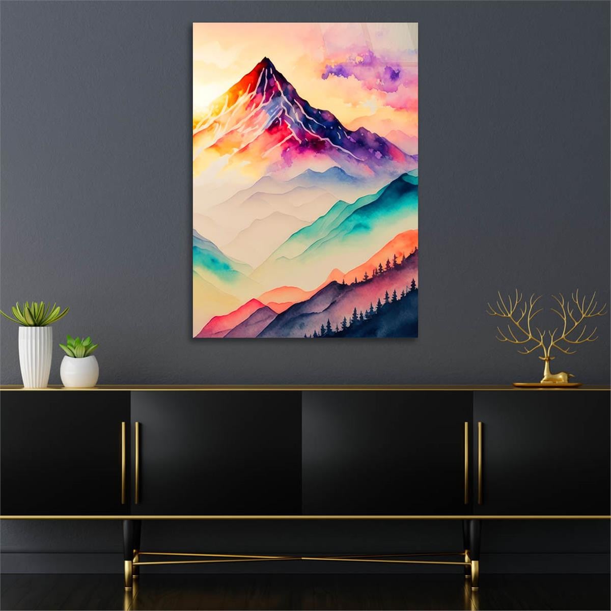 Dikey Sanat Temalı Cam Tablo 383