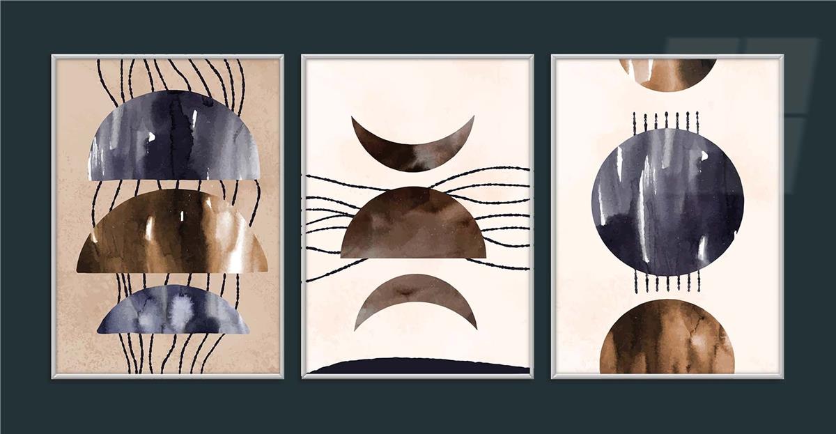 Alüminyum Çerçeveli Sanat Temalı 3'lü Set MDF Tablo 0013