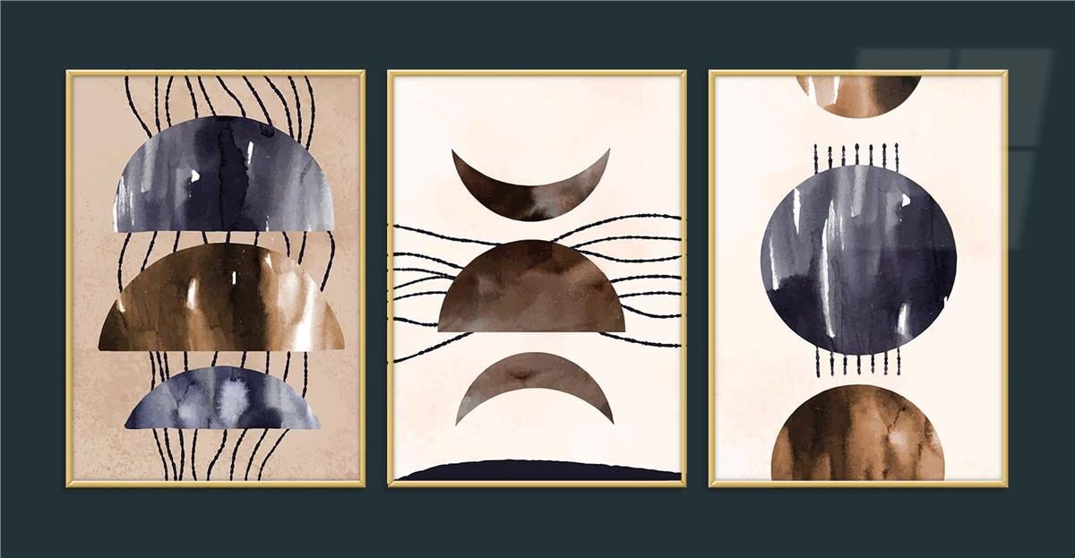 Alüminyum Çerçeveli Sanat Temalı 3'lü Set CAM Tablo 0013