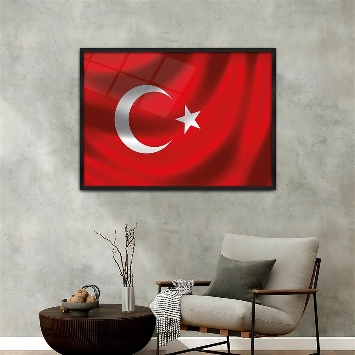 Alüminyum Çerçeveli Vatan Temalı Cam Tablo 058